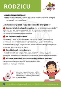 rodzicu jak możesz wspierać swoje dziecko w poznawaniu nowych smaków - plakat